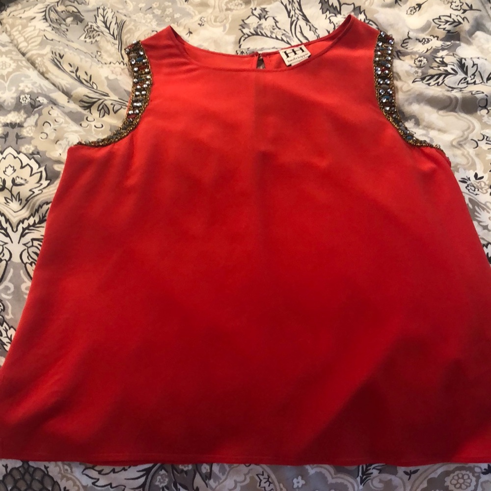 Gorgeous haute hippie blouse with beaded sleeves